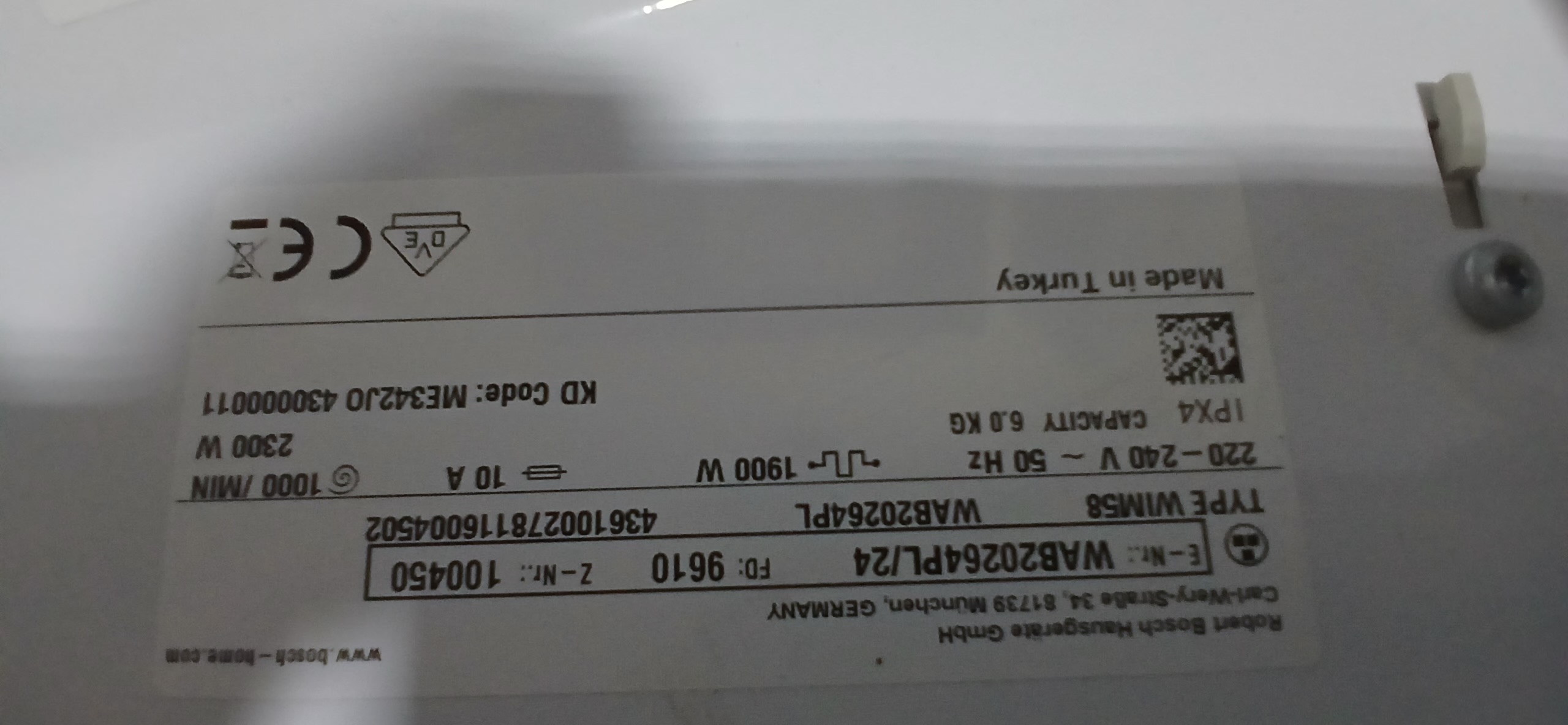 Паральна машина Bosch WAB20264PL