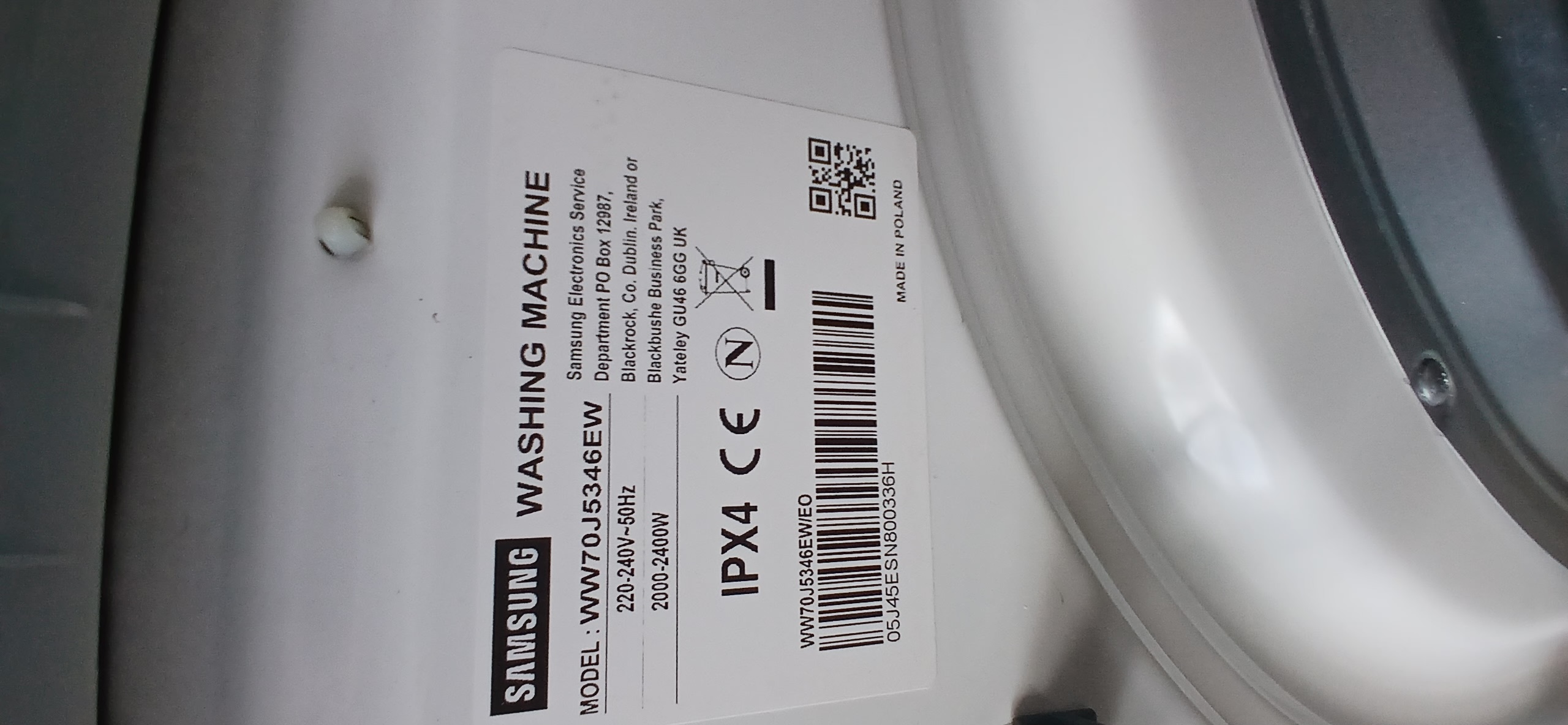 Пральна машина Samsung WF60F4E5W2W