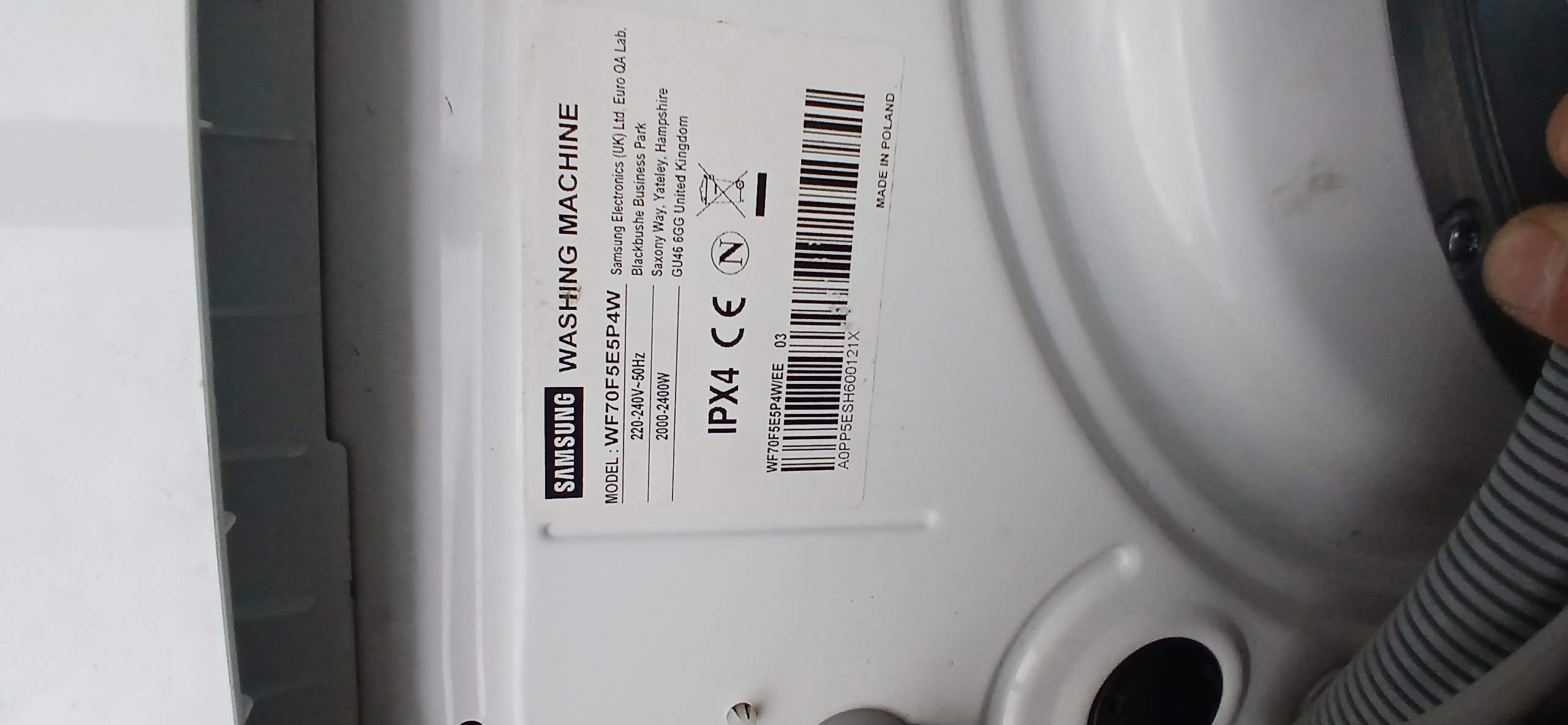 Пральна машина Samsung WF60F4E5W2W