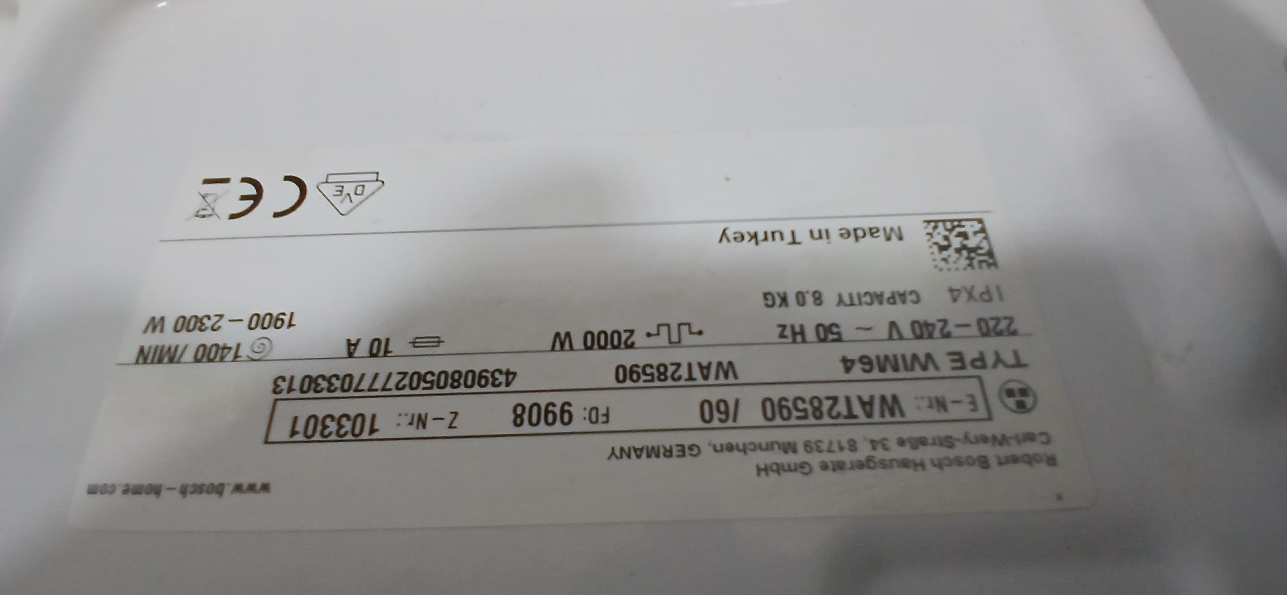 Пральна машина Siemens WAT28590