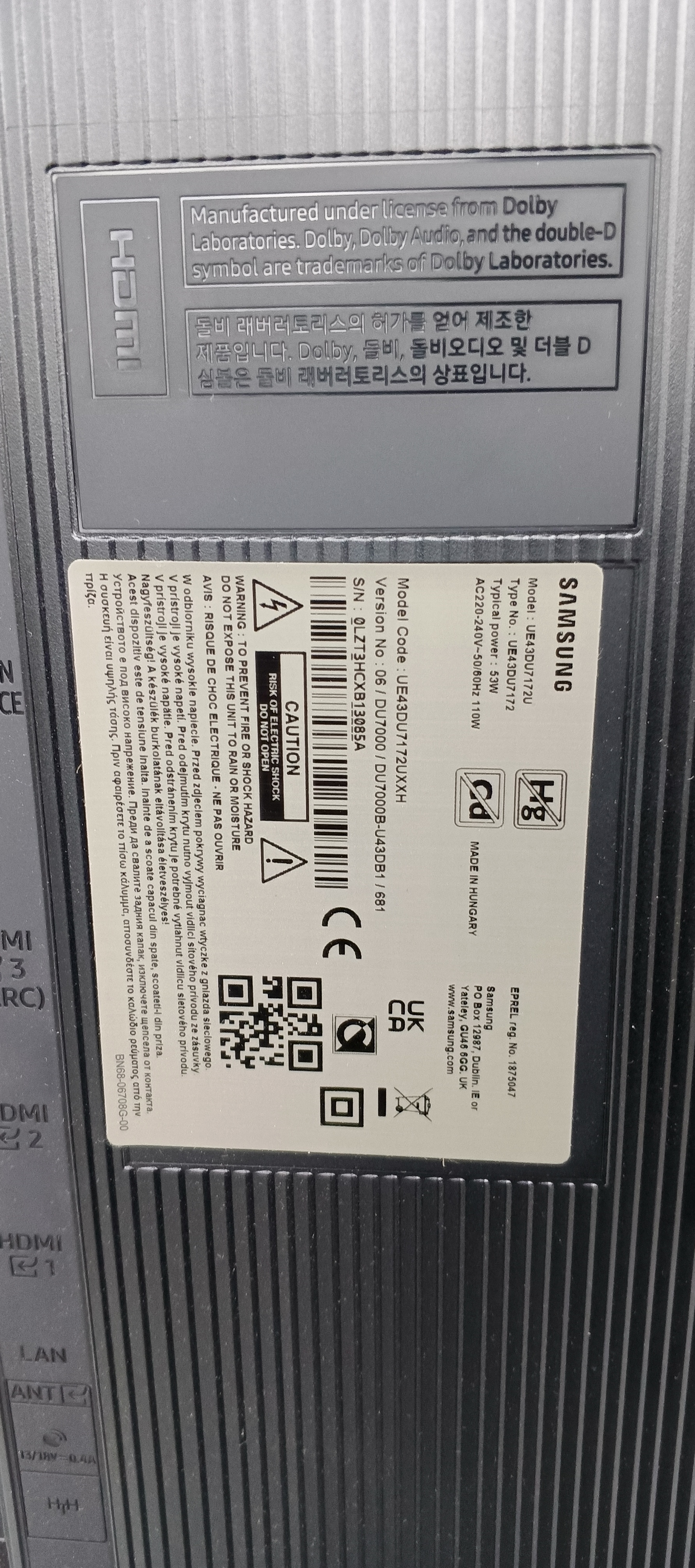 телевізор Samsung UE43DU7173