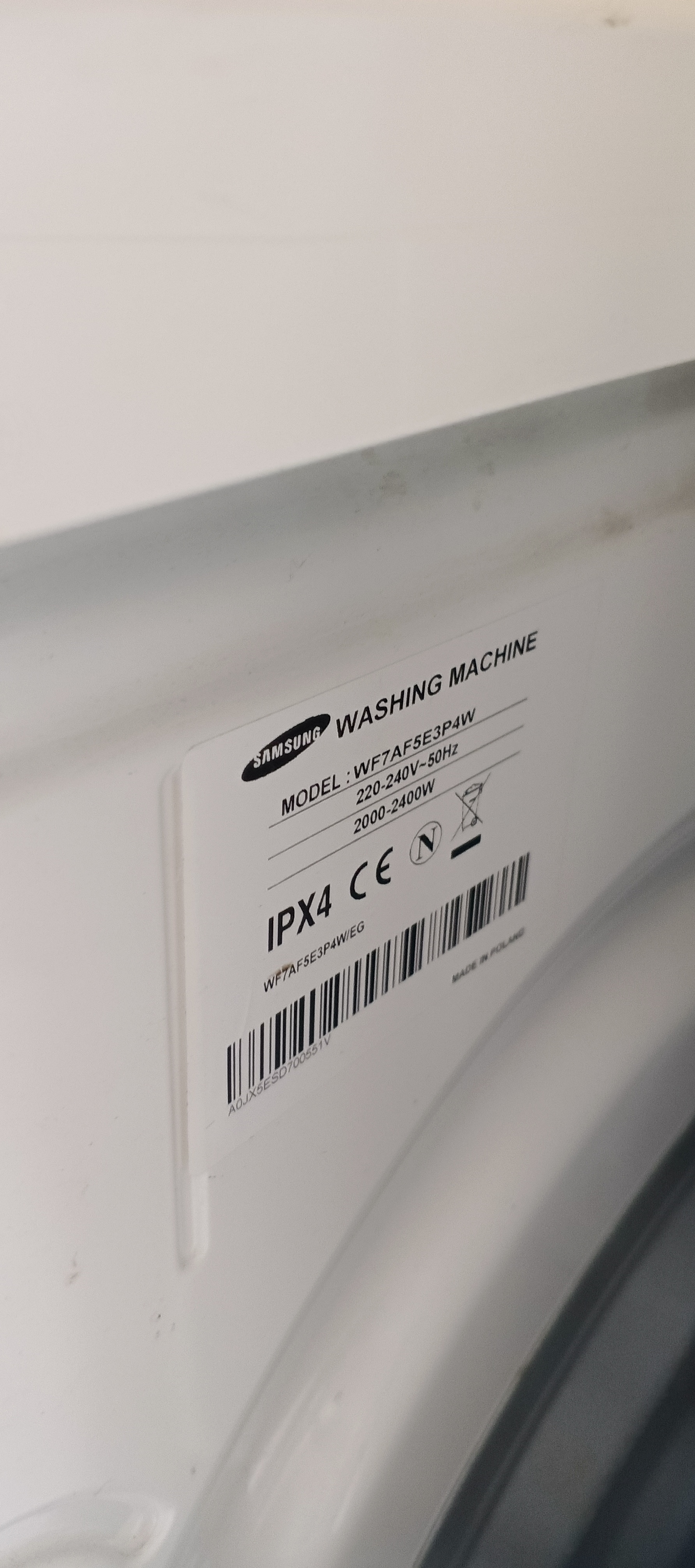 Пральна машина Samsung WF7AF5E3P4W