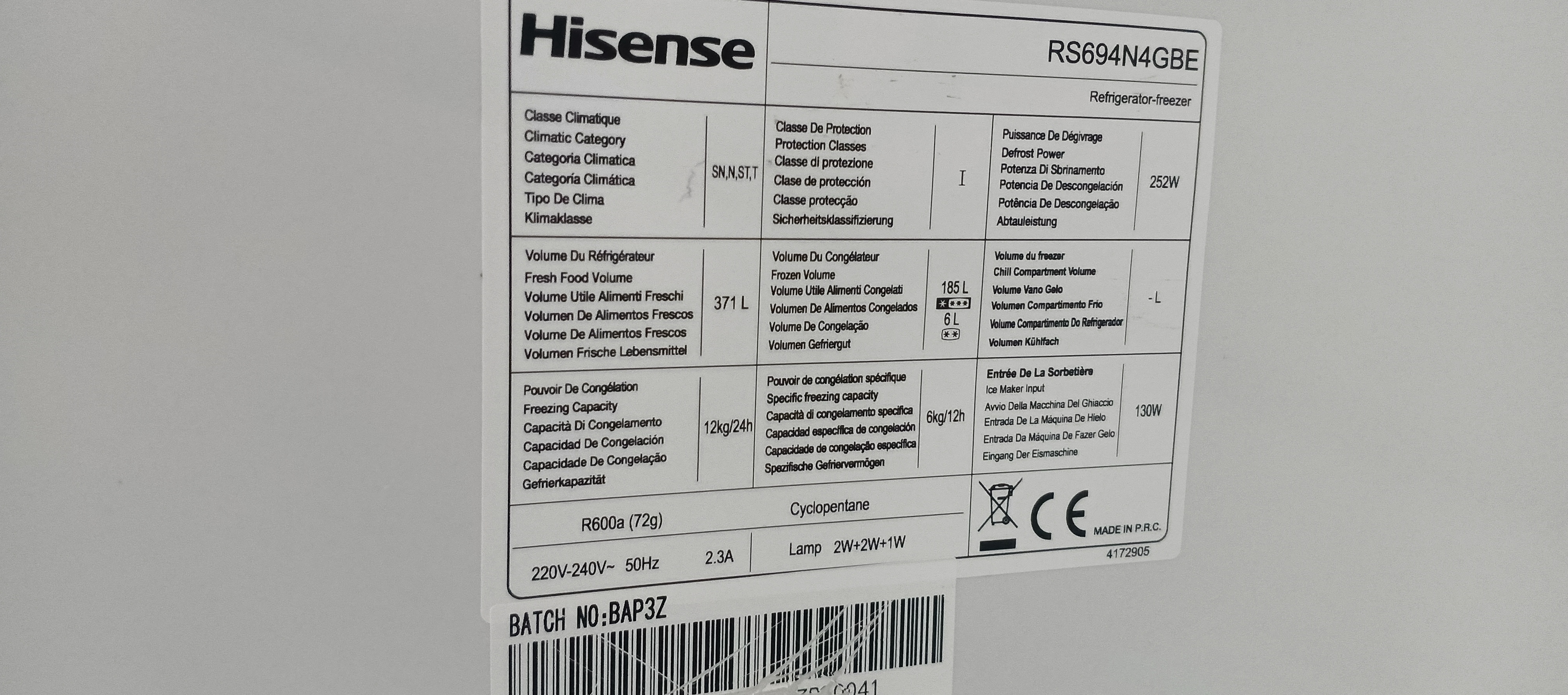 Холодильник Hisense RS694N4GBE