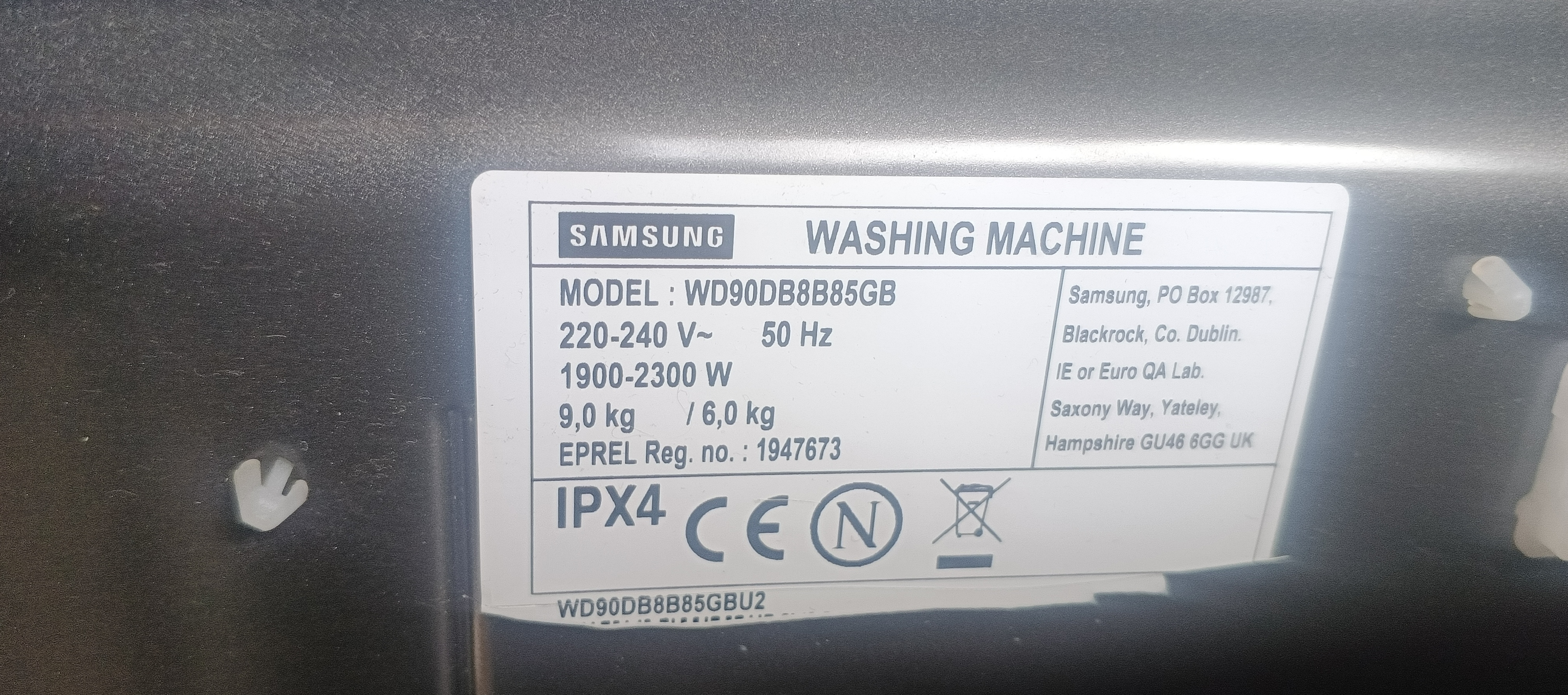 Прально сушильна машина Samsung WD90DB8B85GB