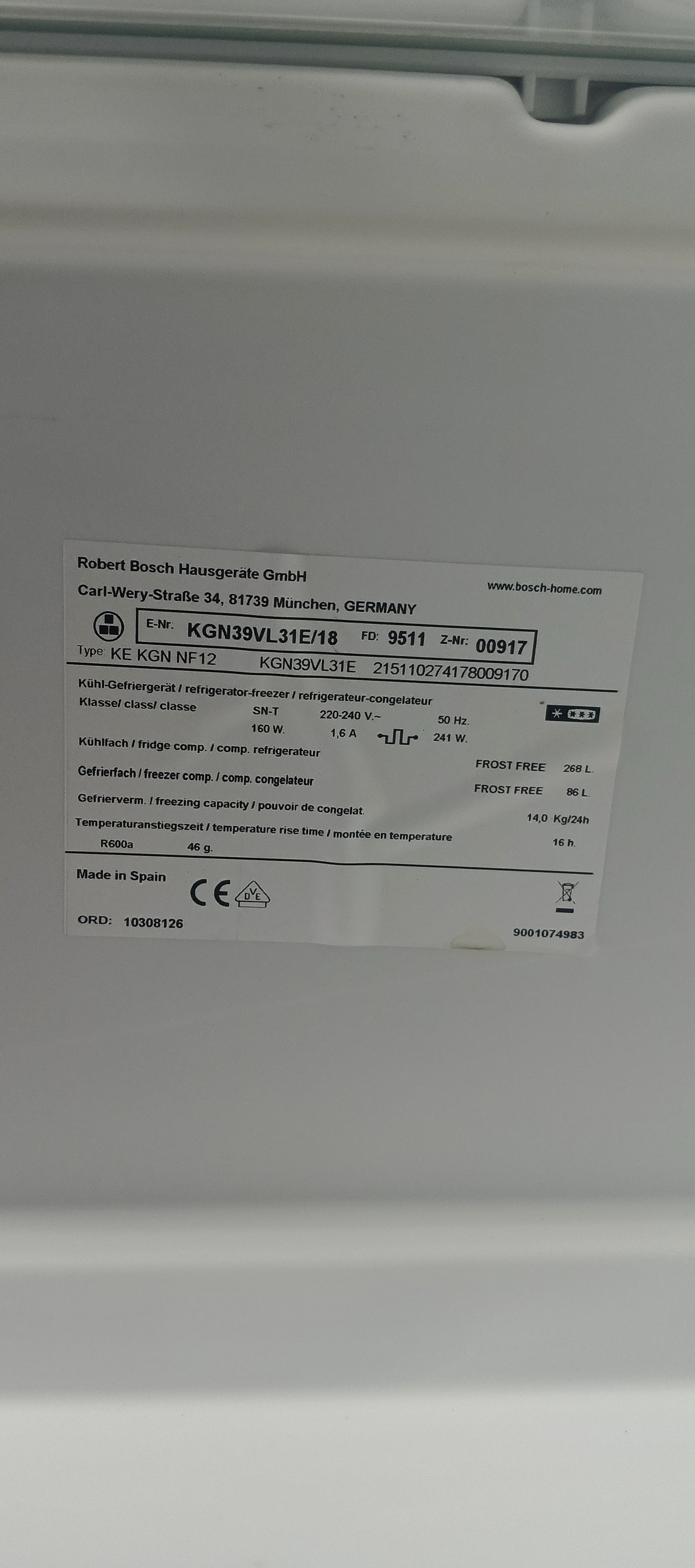 Холодильник Bosch KGN39VL31E/18