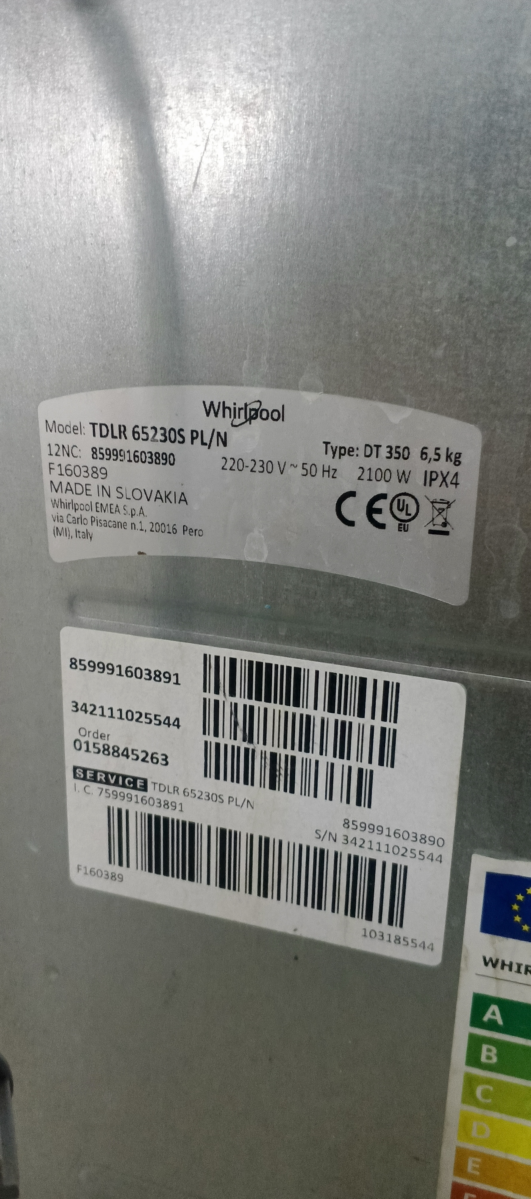 Вертикальна пральна машина whirlpool TDLR65230S PL/N