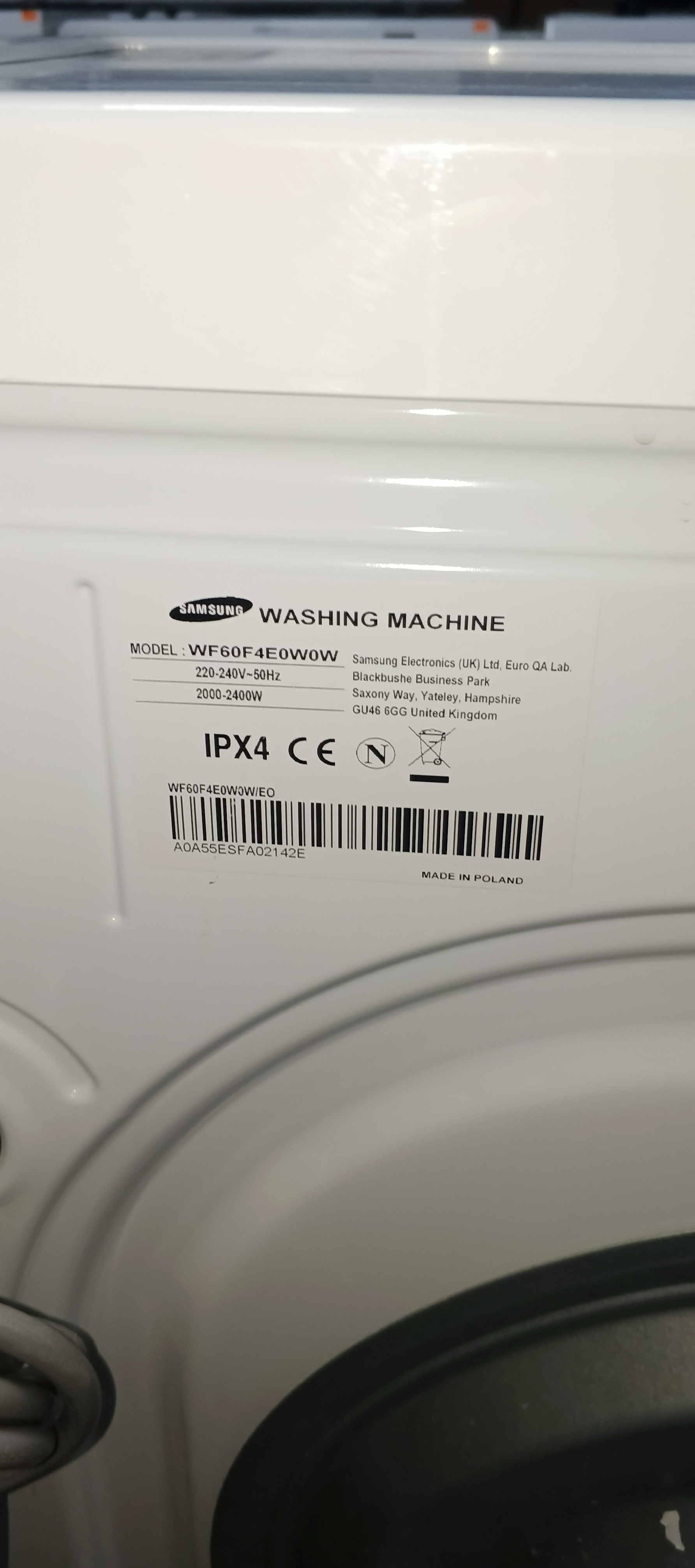 Пральна машина Samsung WF60F4E0W0W