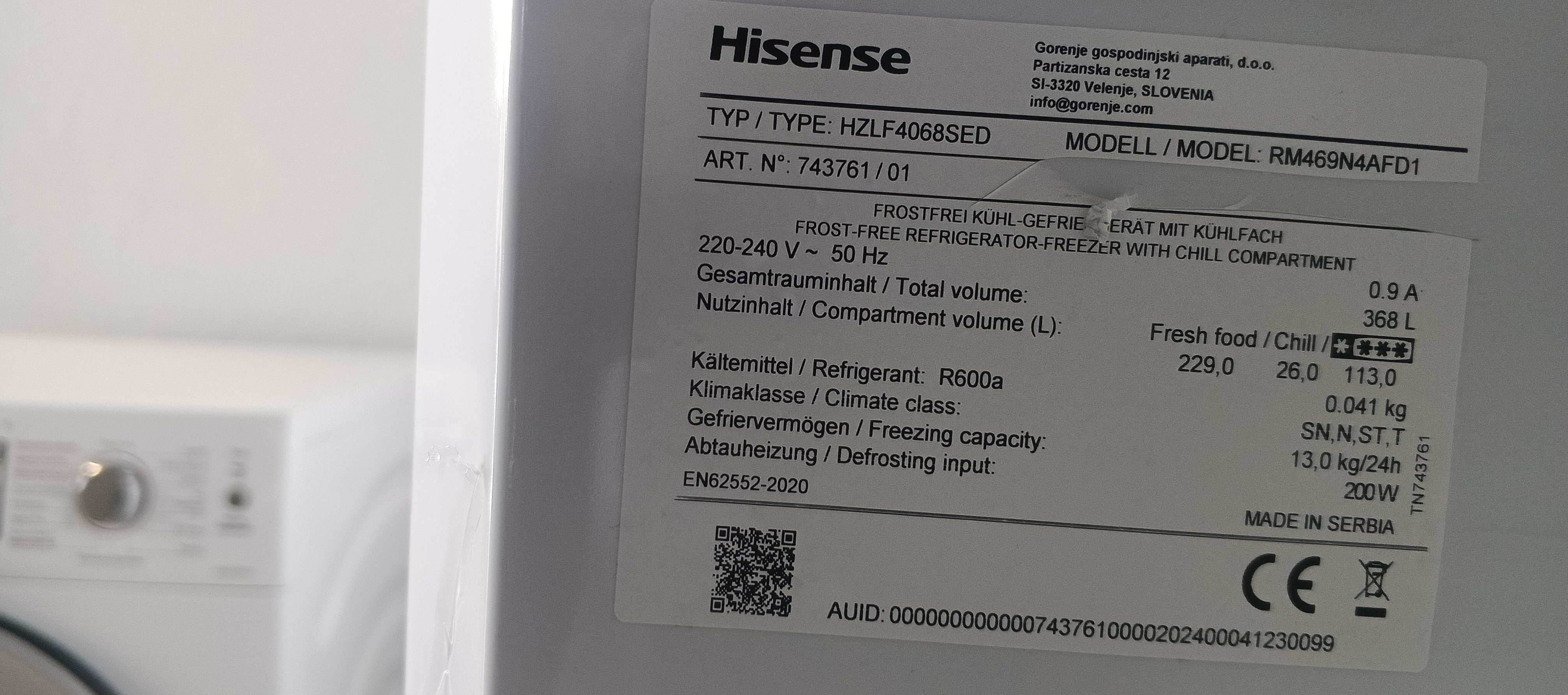 Холодильник hisense RM469N4AFD1