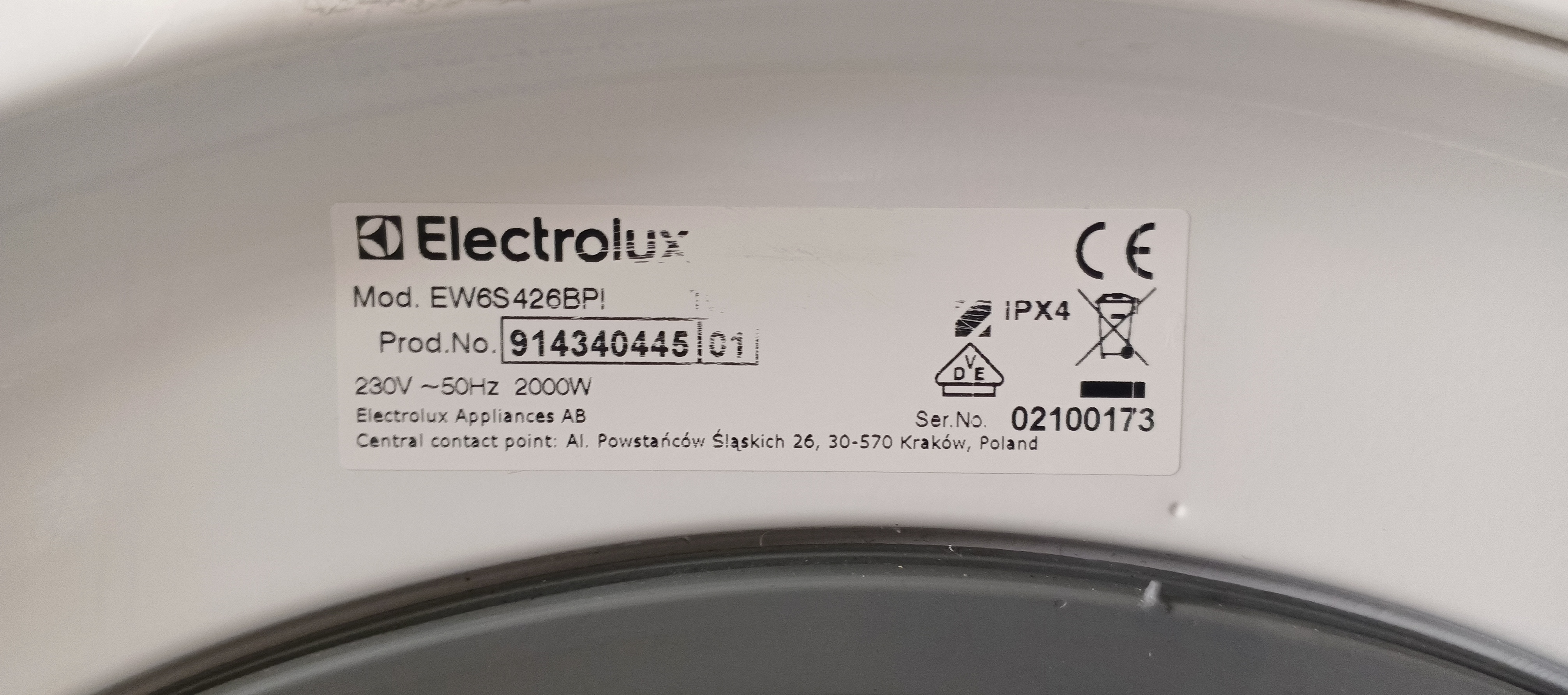 Пральна машина Electrolux EW6S426BPI