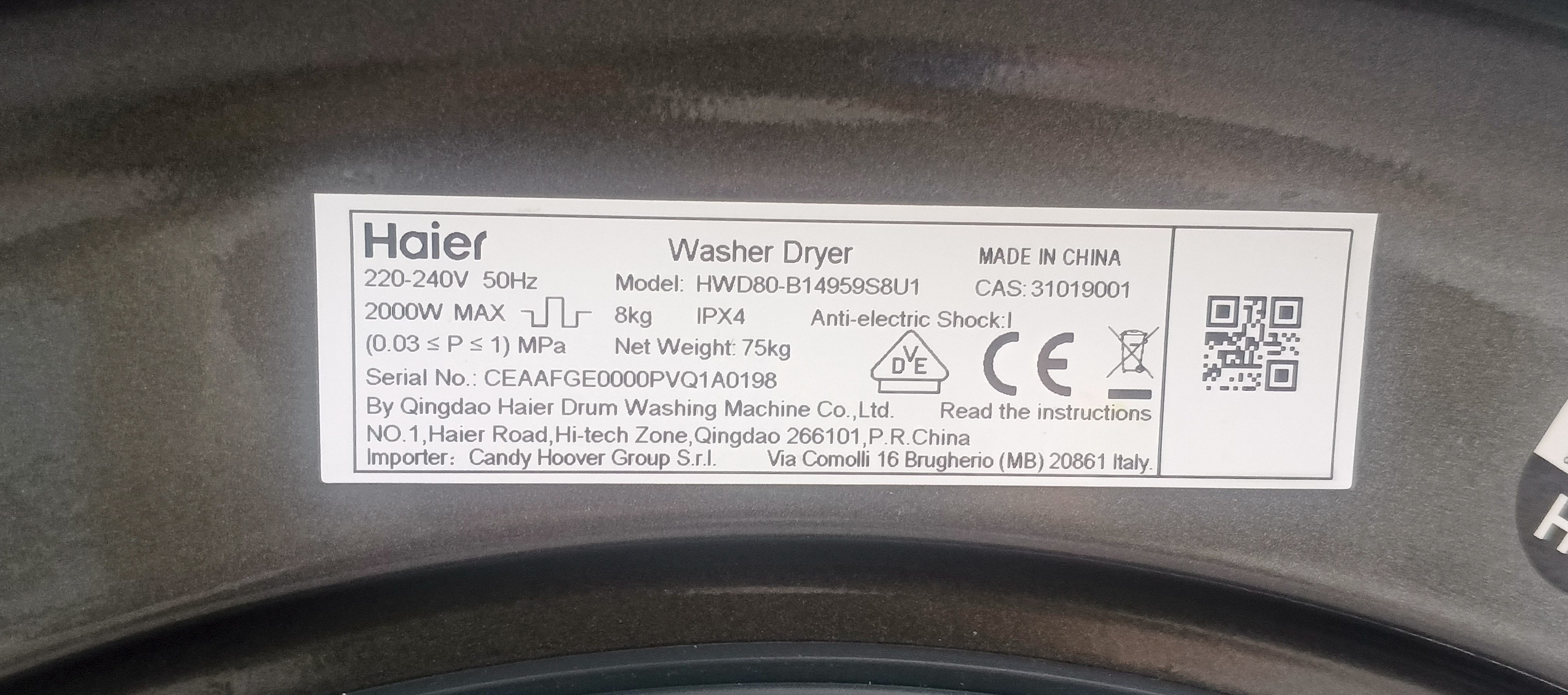 Правильно сушильна машина Haier HWD80-B14959S8U1