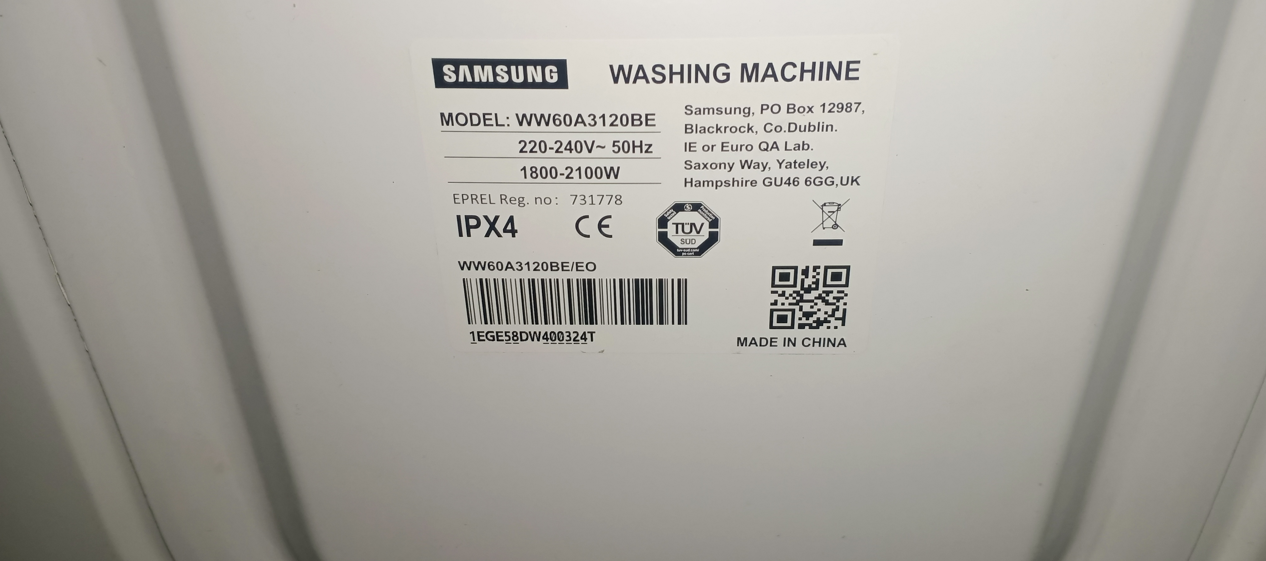 Пральна машина Samsung  WW60A3120BE