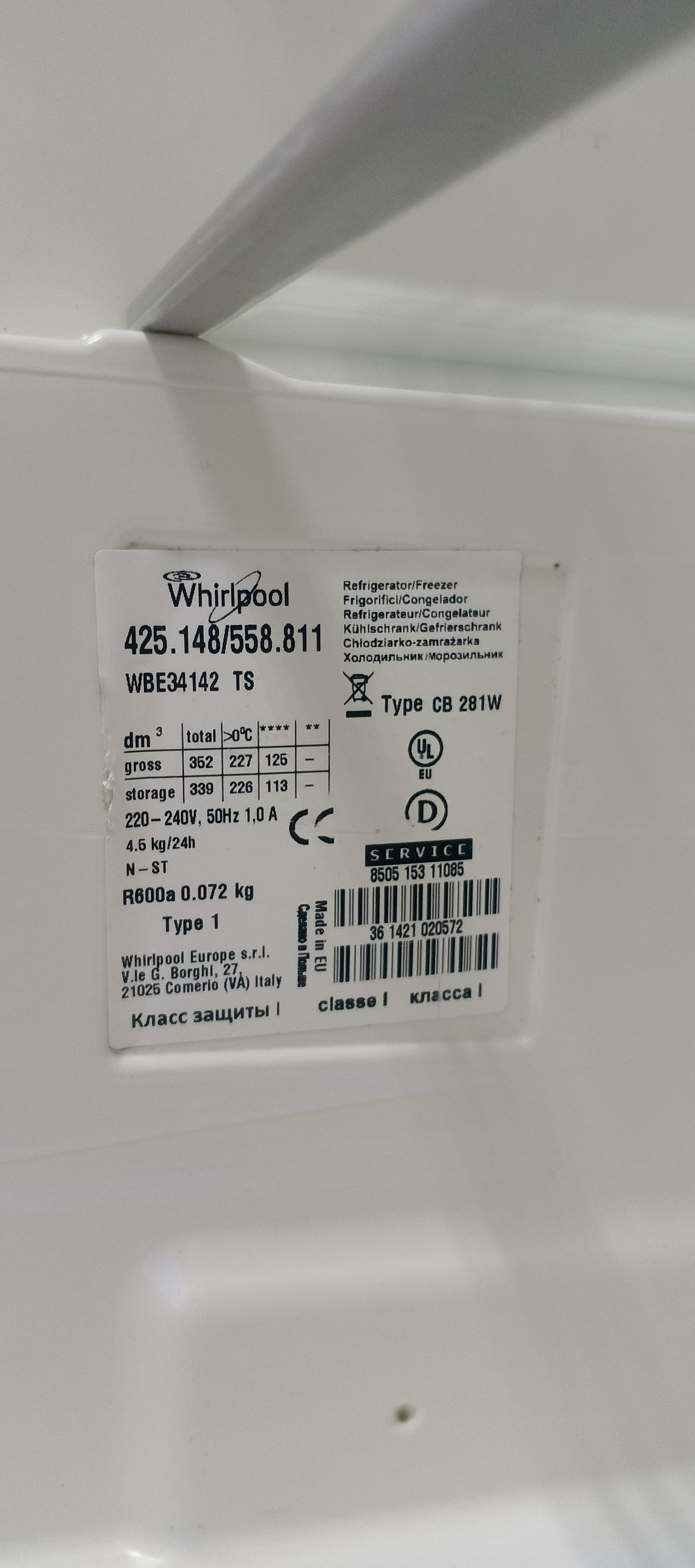 Холодильник Whirlpool. WBE34142 TS.