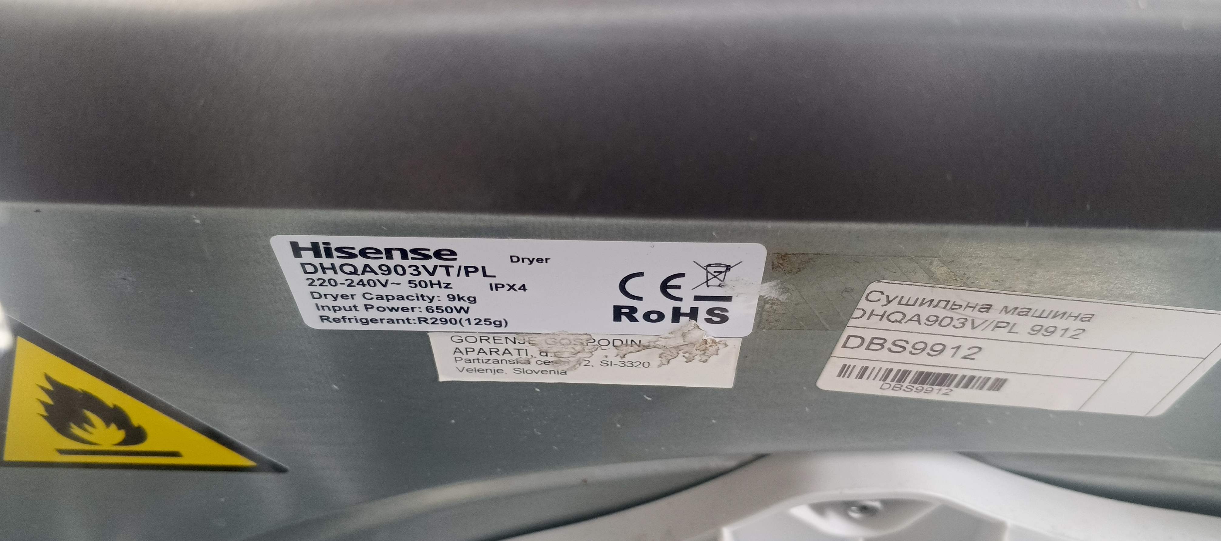 Сушильна машина Hisense DHQA903VT/PL