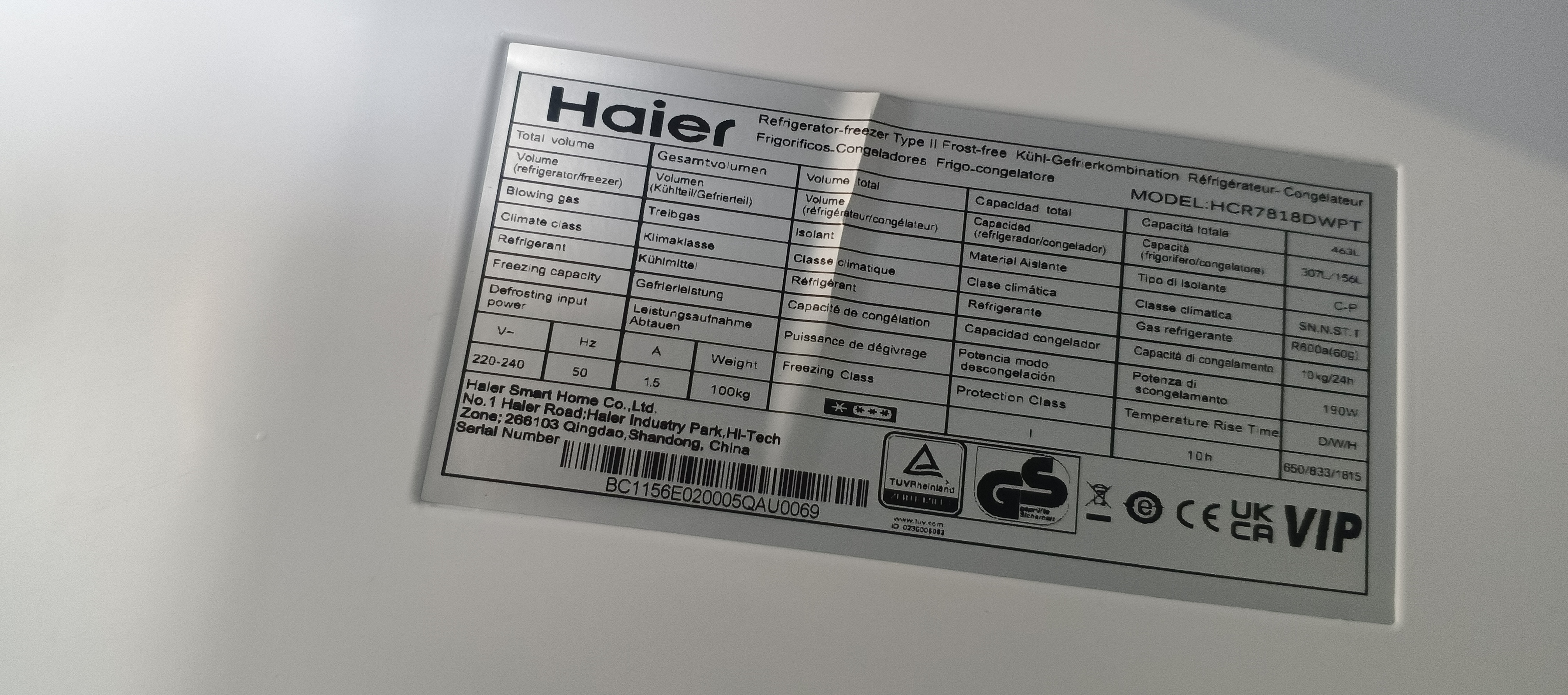 Холодильник haier HCR7818DWPT