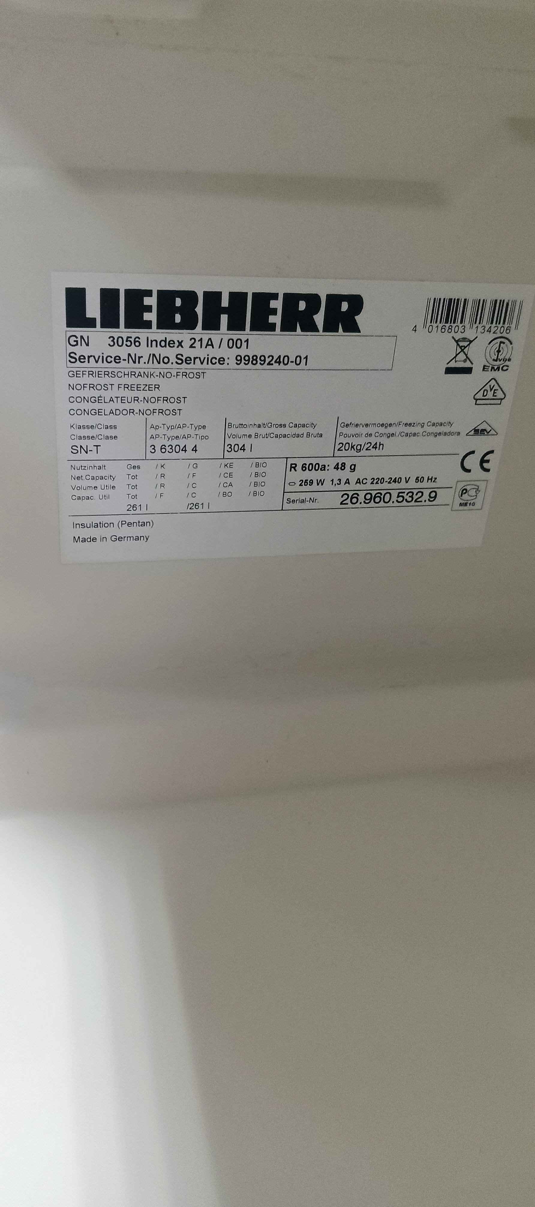 Морозильна камера liebherr GN3056