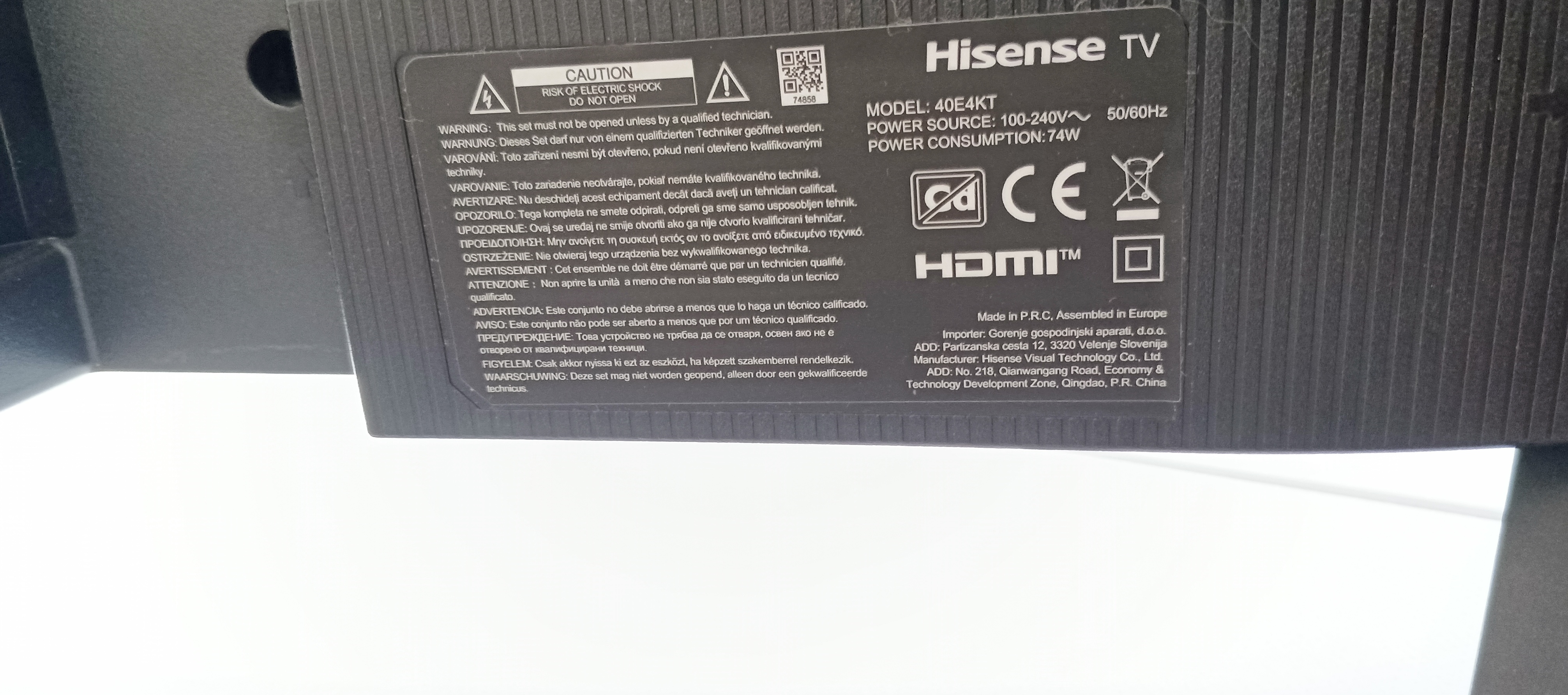 Телевізор Hisense  40E4KT