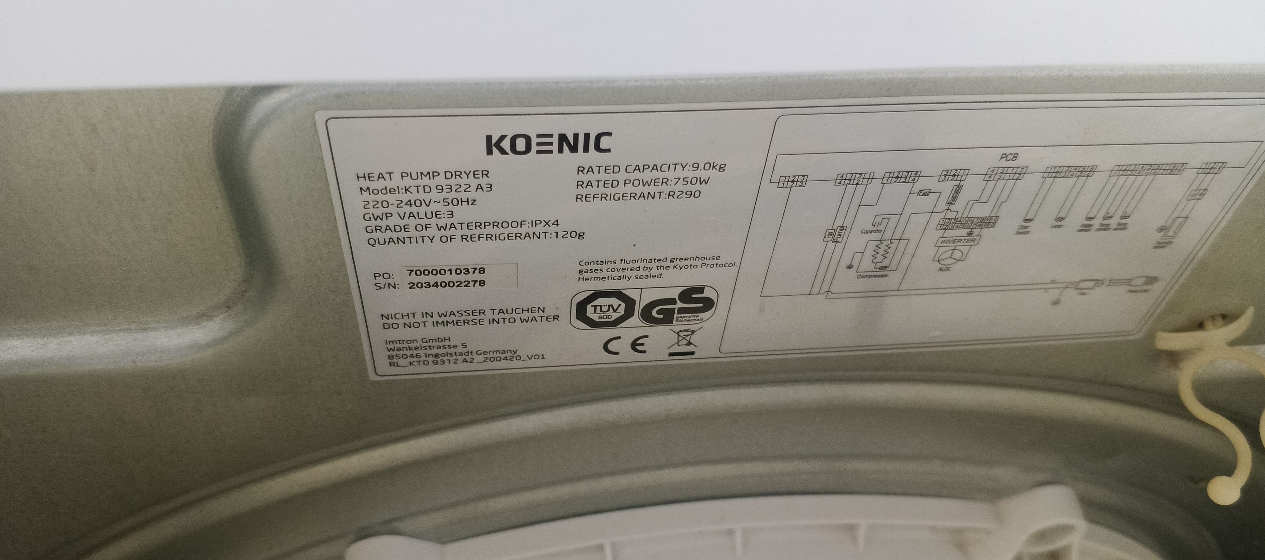 Сушильна машина KOENIC KTD 9322 A3