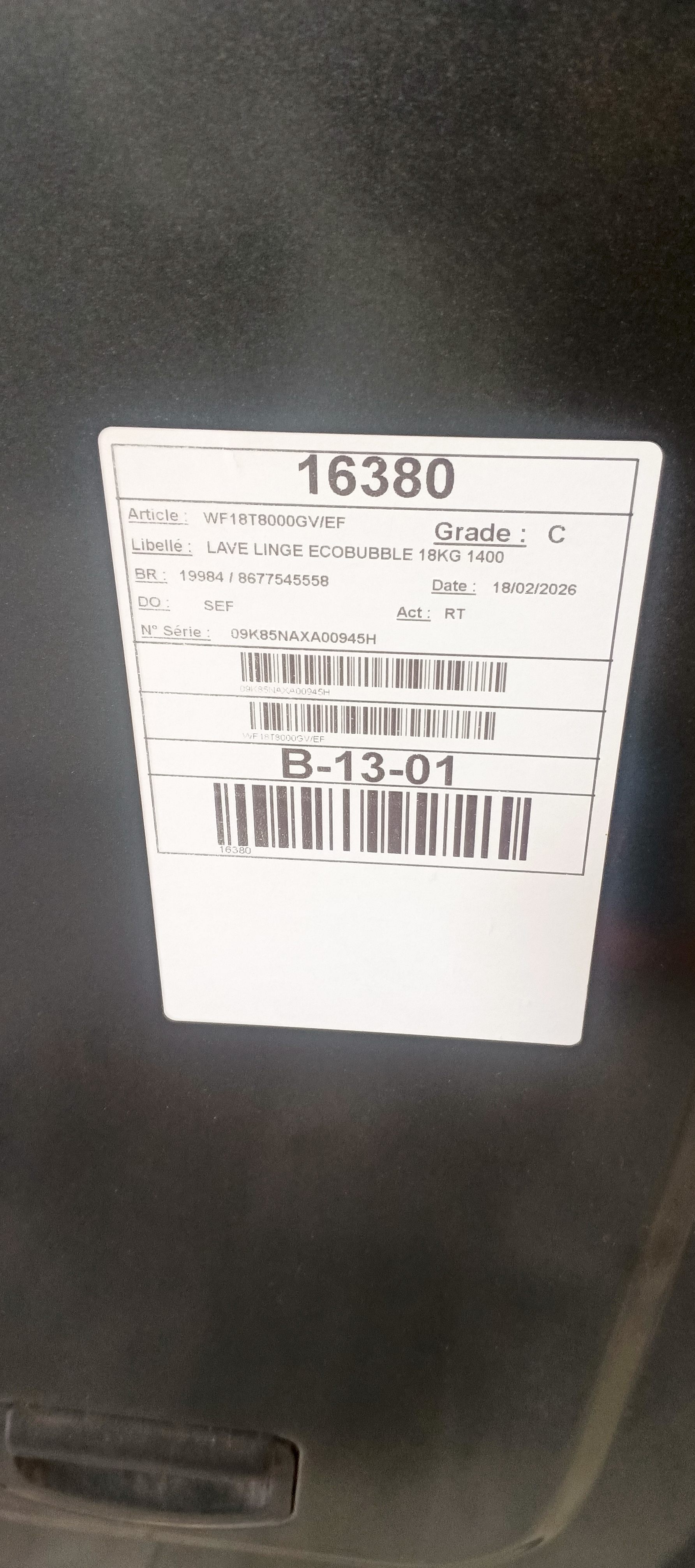 Пральна машина Samsung WF18T8000GV/EF