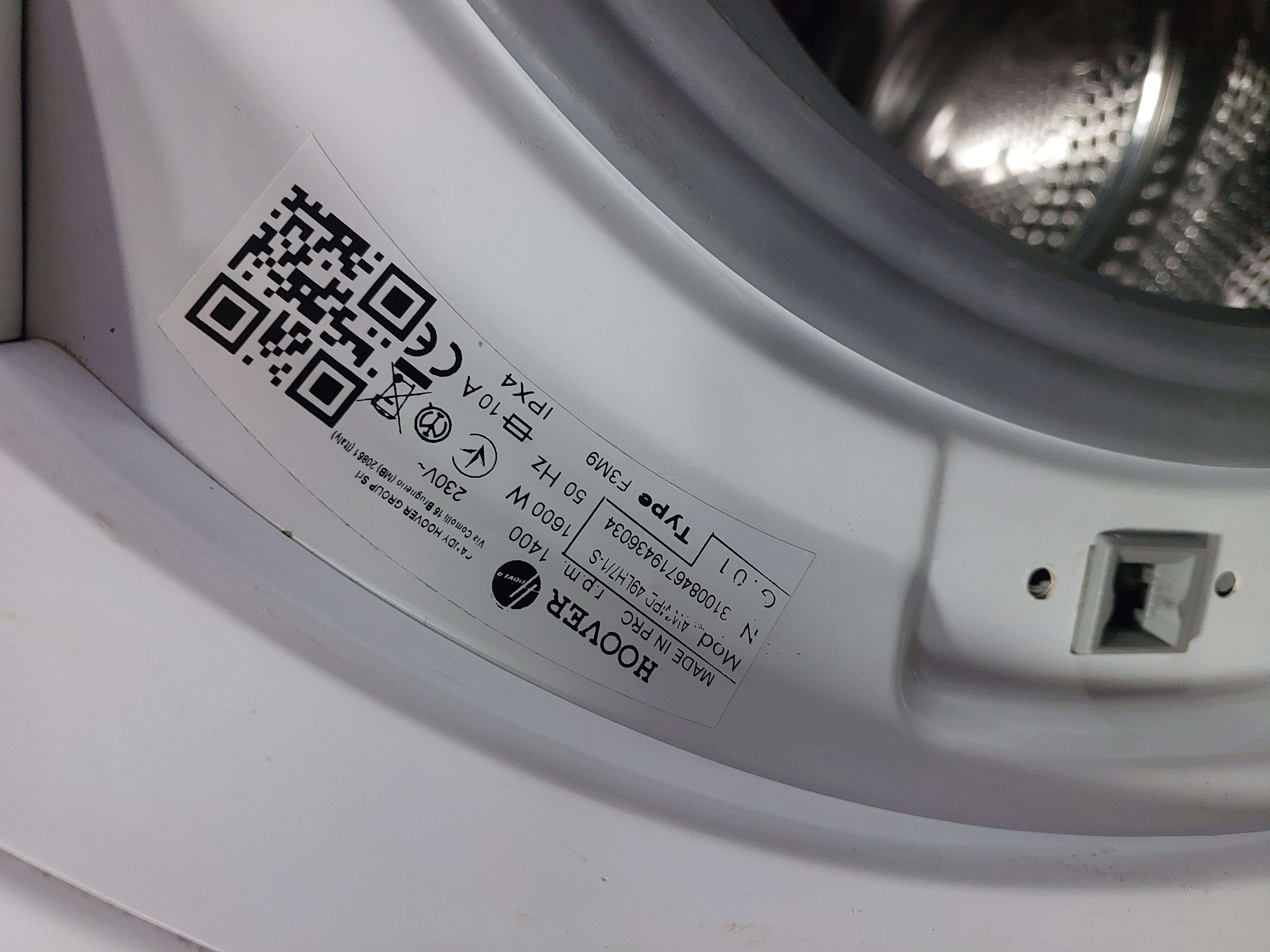 Пральна машина Hoover AWMPD49LH7/1-S — Hoover, б/у, Львів