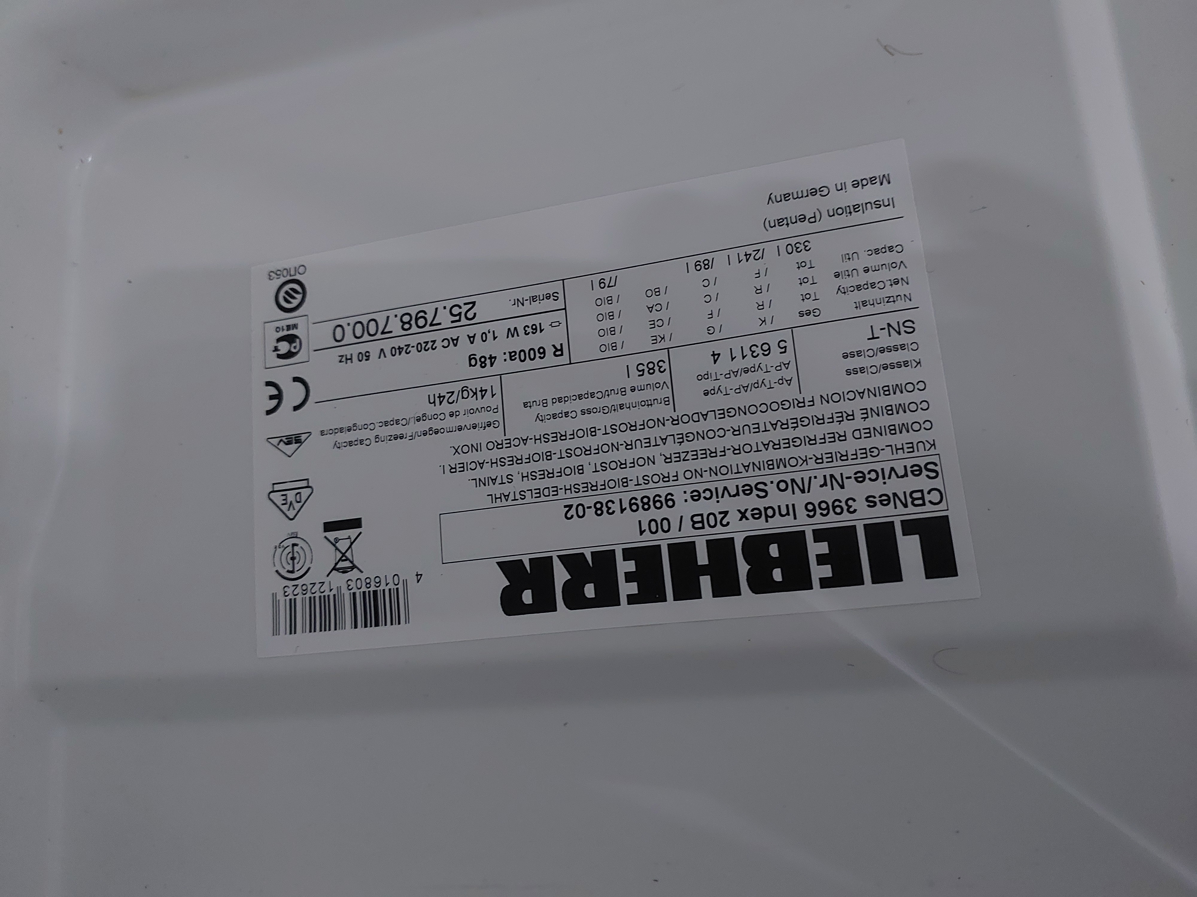 Холодильник Liebherr CBNes 3966 — Liebherr, б/у, Львів